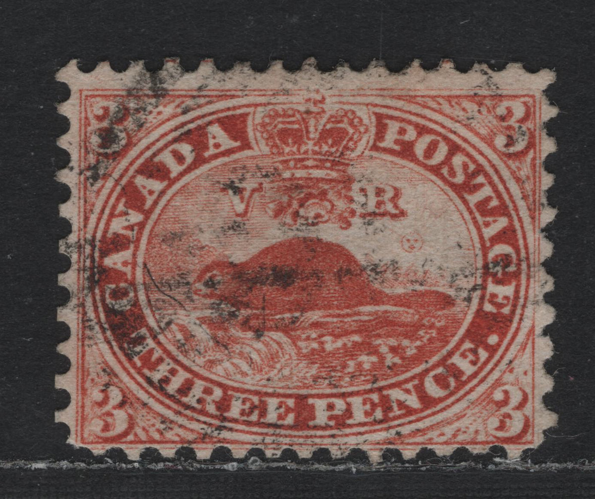 Lot 302 Canada #12i 3d Brown , 1858-1859 Pence Issue, A Fine Used Single, Perf 11.75, Fine Cancelled Example of This Scarce Pence Issue With Moderate, Face-Free Cancellation
