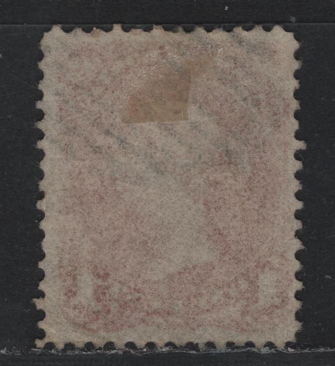 Lot 310 Canada #22b 1c Deep Brown Red , 1868-1876 Large Queen Issue, A Fine Used Single, Thin Duckworth Paper 1 (FO-W), Perf 11.85x12, Showing Faint Pos. Dot Under 3rd Scallop Of LL Ornament.