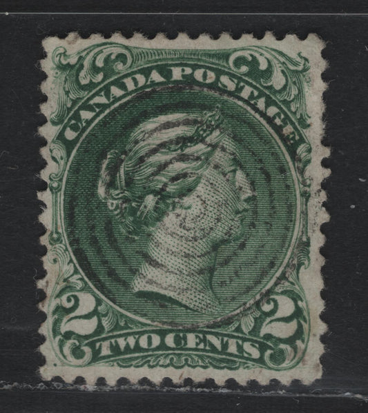 Lot 319 Canada #24iv 2c Deep Green , 1868-1876 Large Queen Issue, A Very Fine Used Single, Bothwell Paper (FO-N), Very Well Centered Example With Light Target Cancel
