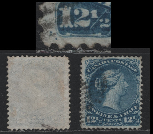 Lot 339 Canada #28iv 12.5c Deeper Blue , 1868-1876 Large Queen Issue, A Fine Used Single, Balloon Flaw, FO-U Paper, Perf 12, First Example Of This Variety We Have Offered.