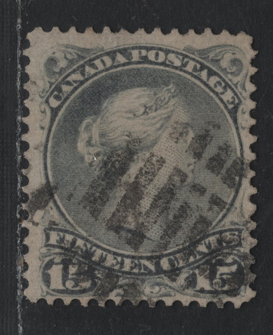 Lot 349 Canada #30avar 15c Deep Gray , 1868-1876 Large Queen Issue, A Fine Used Single, Mid Montreal Printing, MM-M Paper, Perf 12x11.75, Unlisted In Unitrade - Listing Is Usually For Perf 11.75x12.