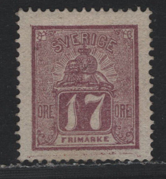 Lot 360 Sweden SC#14 (Facit 15a) 17o Carmine Violet , 1862-1869 Lion & Arms Issue, A Very Fine Unused Single