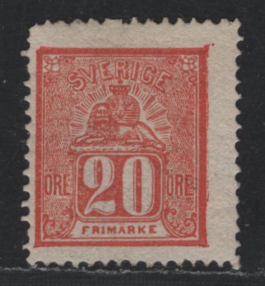 Lot 362 Sweden SC#16 (Facit 16e) 20o Vermillion , 1862-1869 Lion & Arms Issue, A FOG Single
