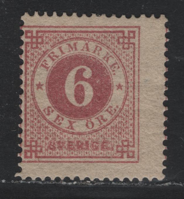 Lot 364 Sweden SC#20 (Facit 20k) 6o Reddish Lilac , 1872-1877 Numeral Issue, A FOG Single, Perf 14