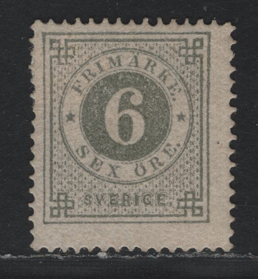Lot 365 Sweden SC#21 (Facit 20g) 6o Olive Gray , 1872-1877 Numeral Issue, A FOG Single, Perf 14
