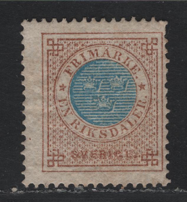 Lot 366 Sweden SC#27 (Facit 27) 1rf Brown & Blue , 1872-1877 Numeral Issue, A FOG Single, Perf 14