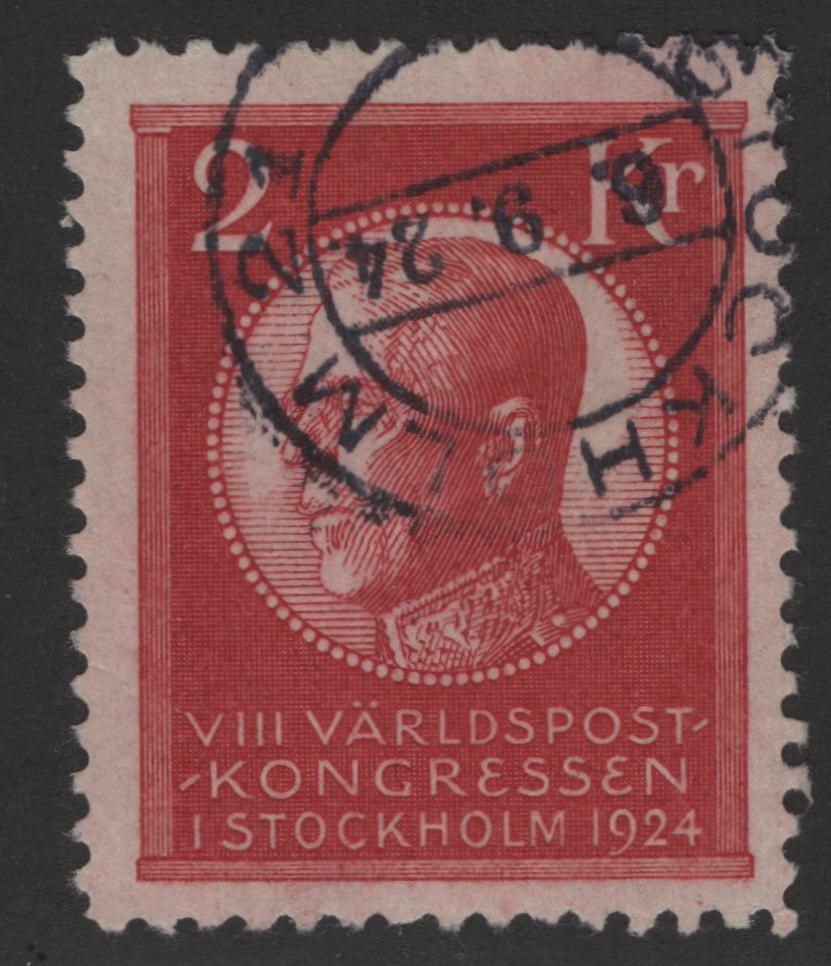Lot 369 Sweden SC#210 2k Rose Red , 1924 Universal Postal Union Congress Issue, A Very Fine Used Single, Sept. 6 1924 Stockholm CDS Cancel