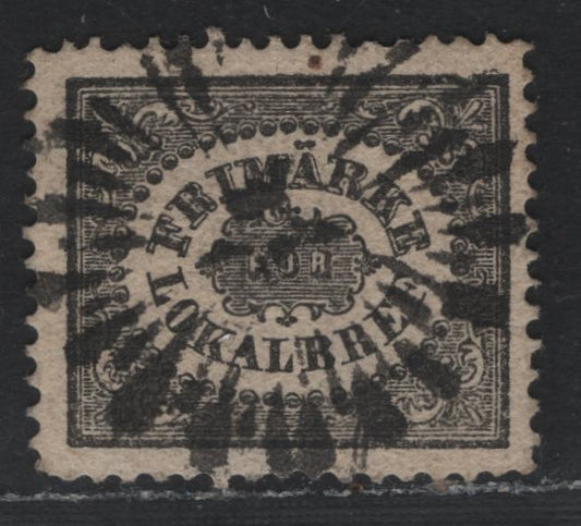 Lot 371 Sweden SC#LX1 (Facit 6a2) 1sk (3o) Black , 1856-1862 City Postage Issue, A Fine Used Single, Perf 14, Medium Thick Paper