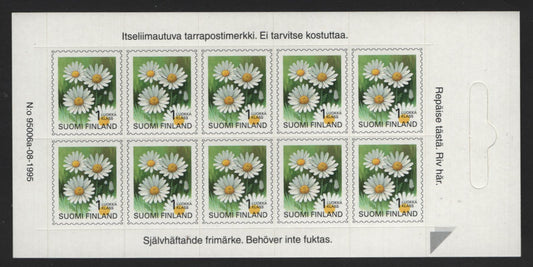 Lot 382 Finland SC#841 1st Class Multicolored , 1990-1999 Provincial Flowers Definitive Issues, A VFNH Complete Sheetlet of 10, Medium Fluorescent Paper