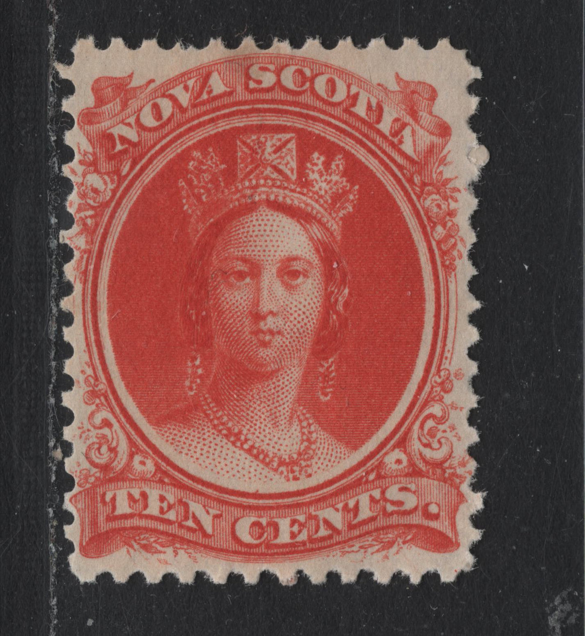 Lot 309 Nova Scotia (C)#12 10c Vermillion , 1860-1863 Queen Victoria Issue, A FNH Single, Cents-Y Paper, Perf 11.75