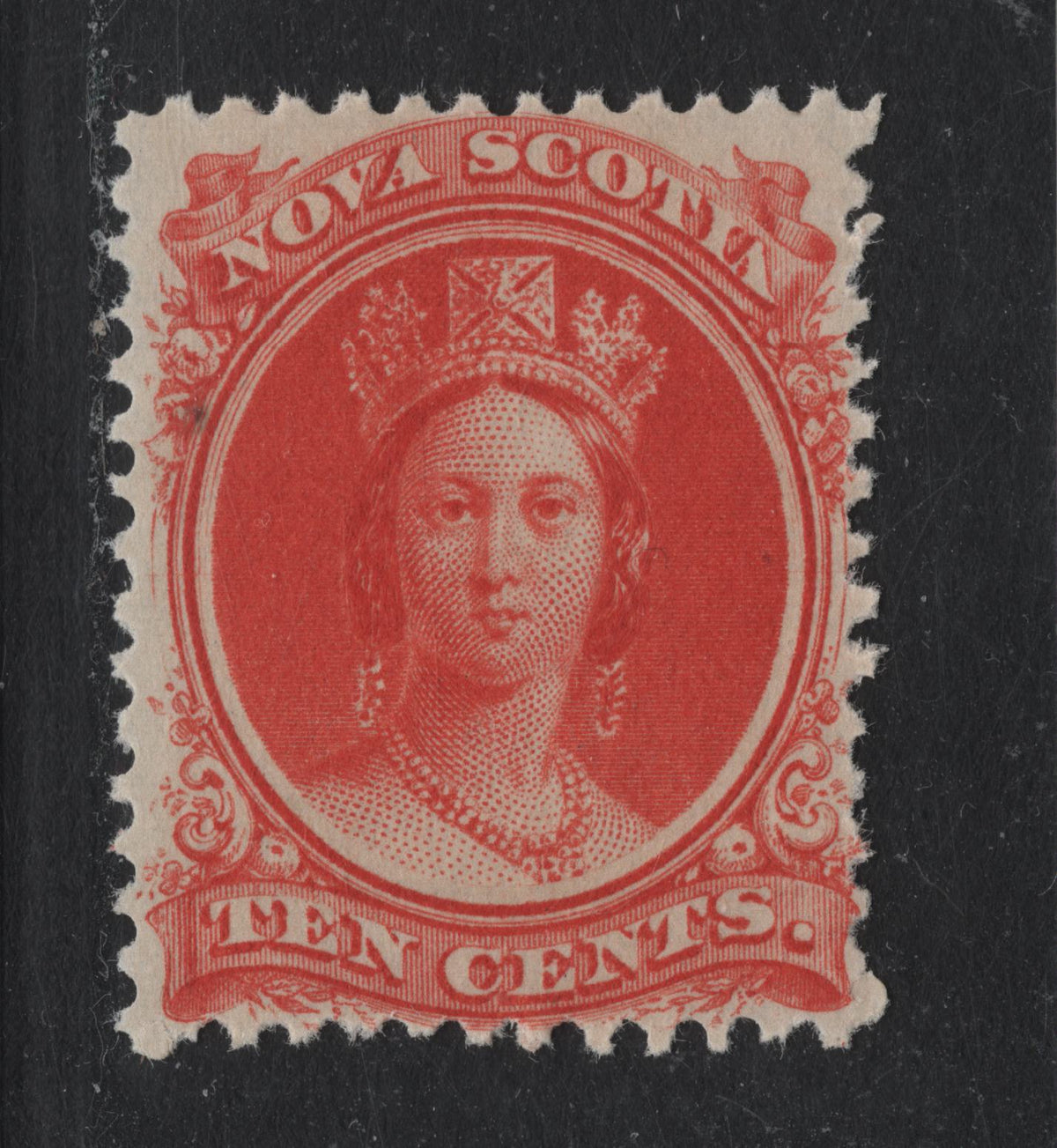 Lot 310 Nova Scotia (C)#12 10c Vermillion , 1860-1863 Queen Victoria Issue, A FNH Single, Cents-Y Paper, Perf 11.75