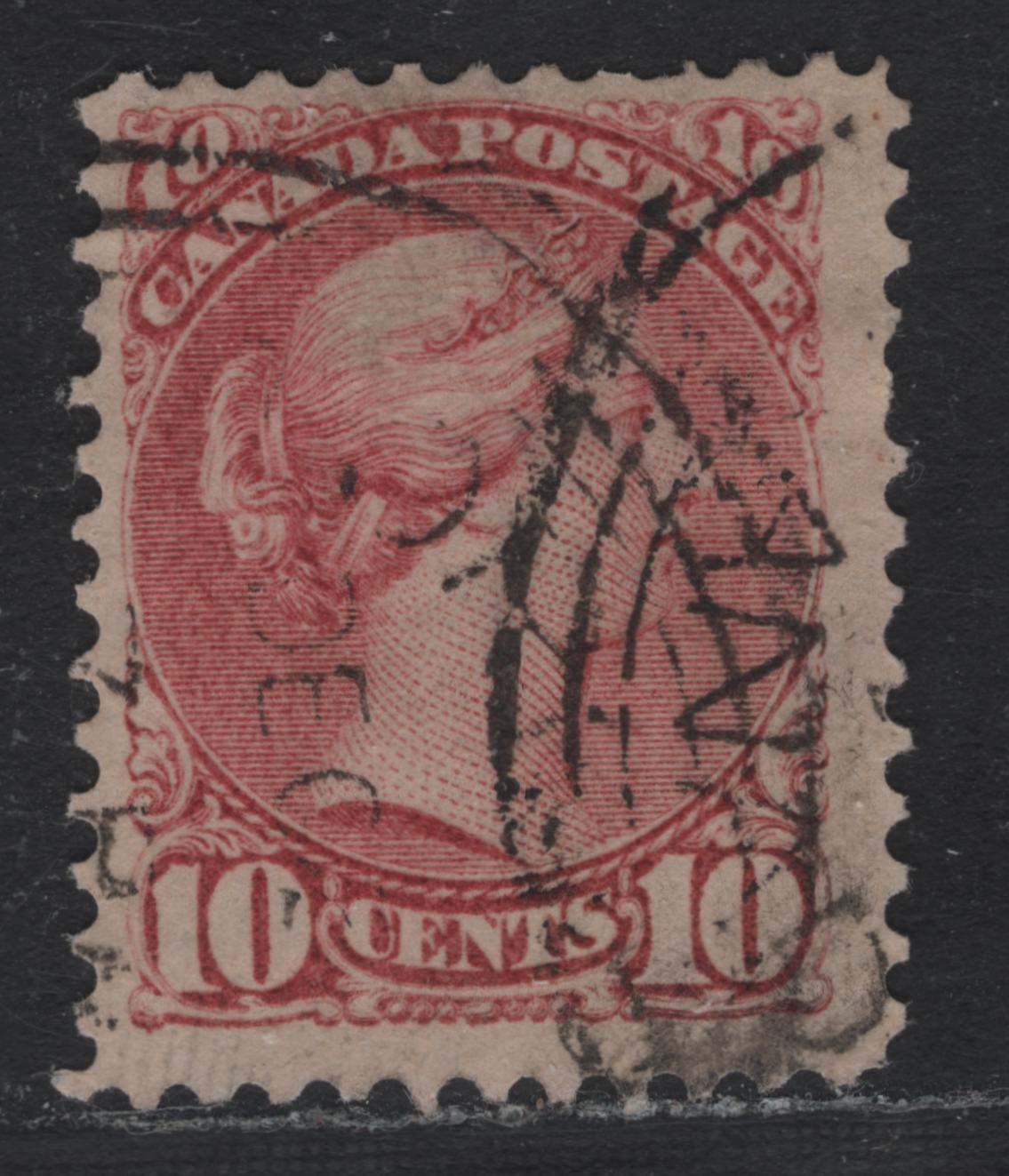 Lot 347 Canada #45var 10c Dull Brownish Rose , 1888-1897 Small Queen Issue, A Very Good Used Single, Second Ottawa Printing, MG-I Paper, Perf 12.