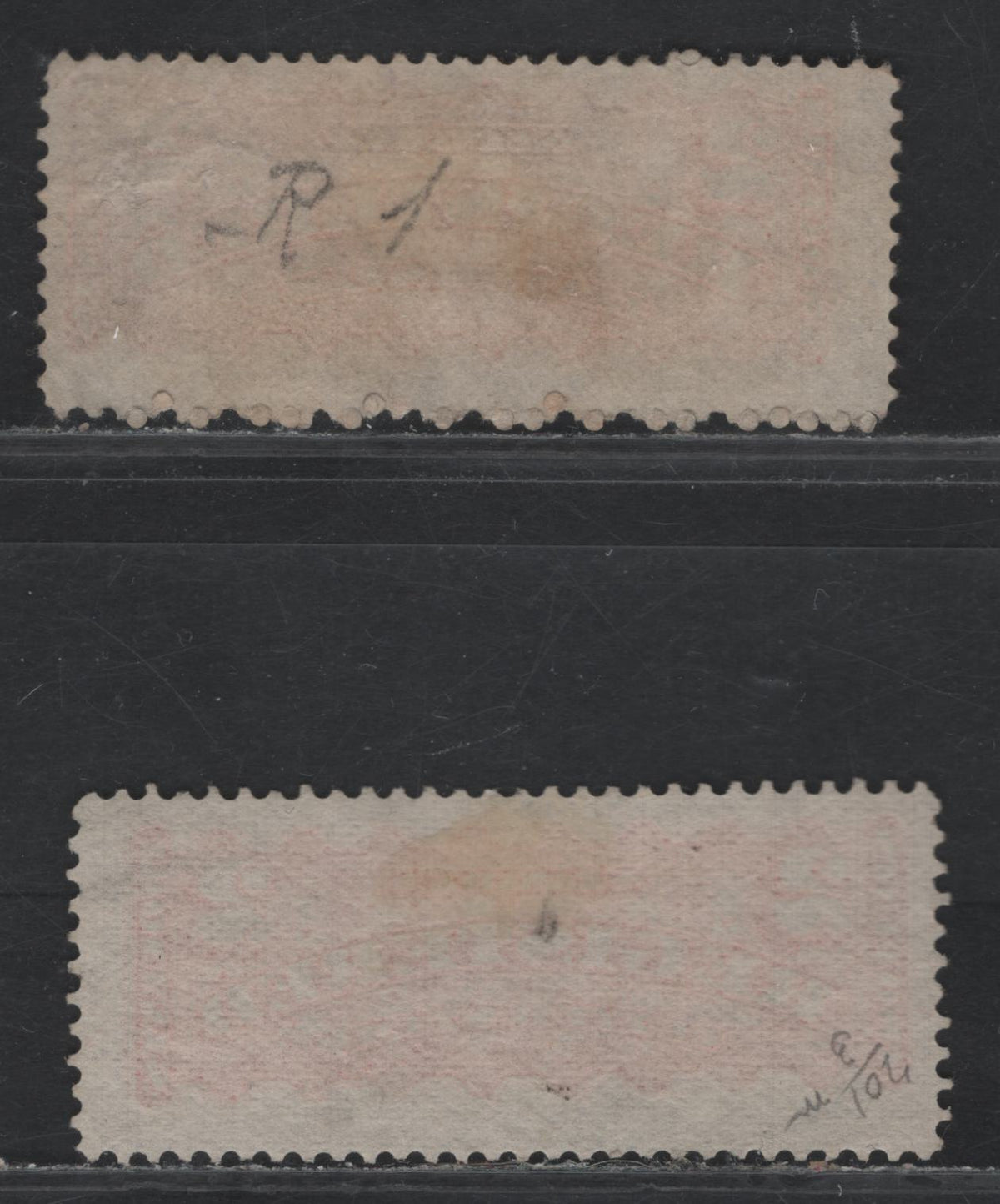 Lot 363 Canada #F1, F1i 2c Orange - Orange Red , 1875-1896 Registration Issue, 2 Fine Used Singles, Mid & Late Montreal Printings, MM-Y  LM-F Papers, Perf 12.2x12.1, Both Have Plate Pos. Dot In Bottom Center Margins.