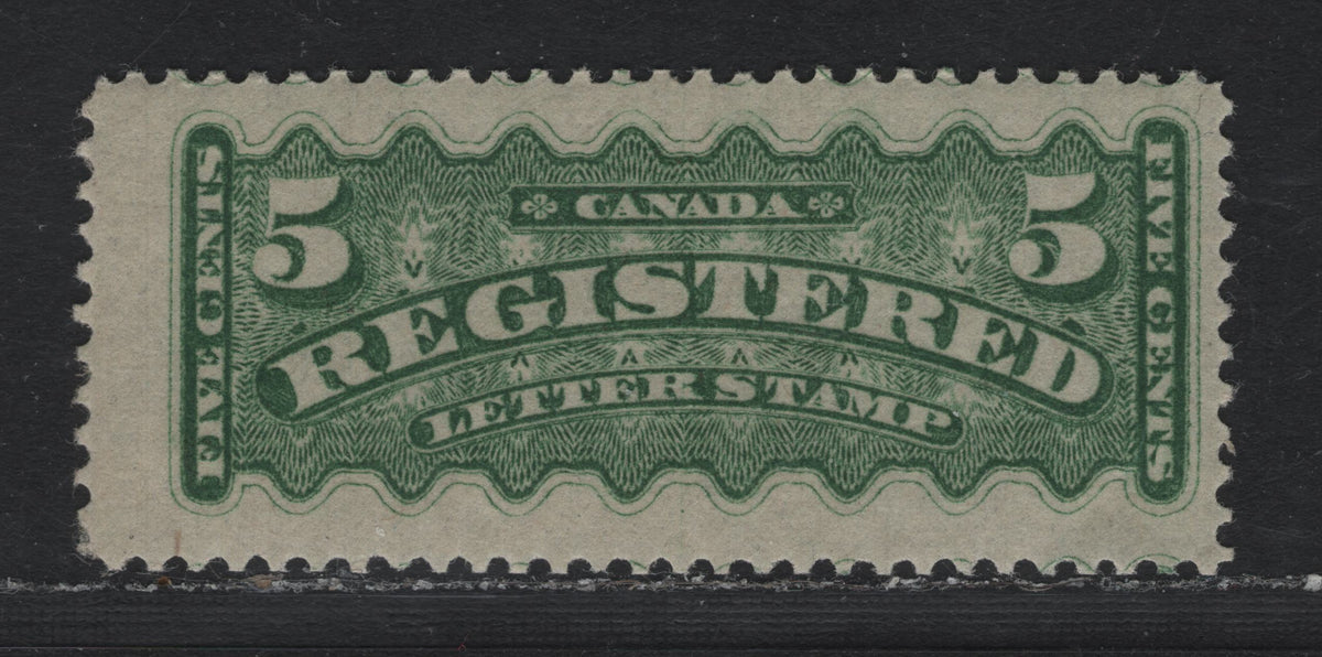 Lot 368 Canada #F2i 5c Green , 1875-1896 Registration Issue, A FOG Single, Late Montreal Printing, Paper MM-Y, Perf 12x12.1.