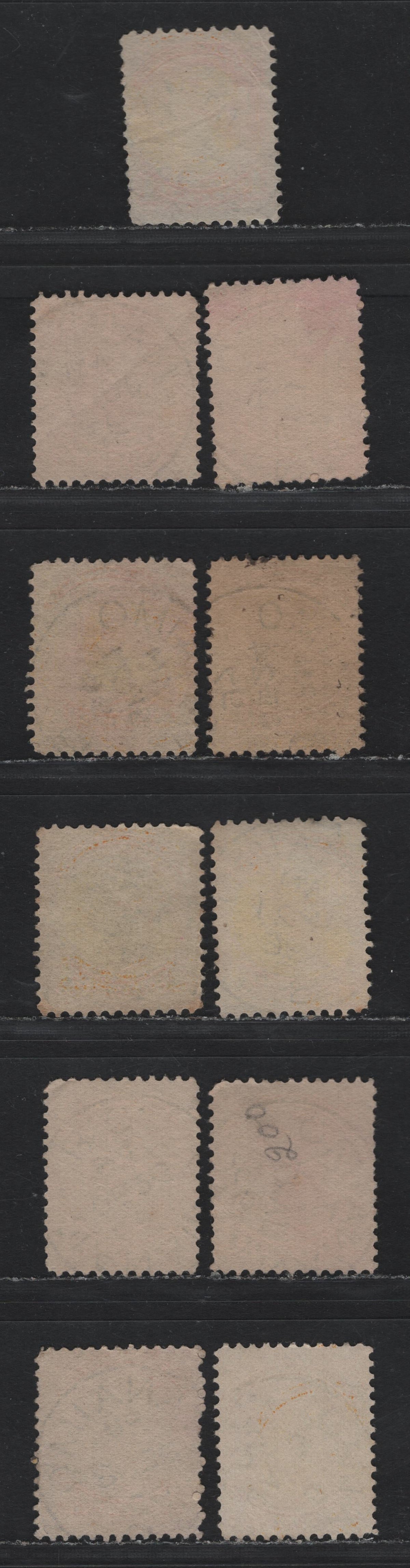 Lot 386 Canada (C)#35 1c Yellow - Bright Yellow , 1870-1893 Small Queen Issue, 11 Fine/Very Fine Used Singles, Second Ottawa Printing, SON BC Cancels, Unchecked As To Specific Papers & Perfs.