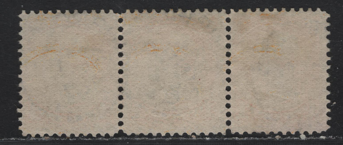 Lot 391 Canada (C)#35 1c Yellow , 1870-1893 Small Queen Issue, A Fine Used Strip of 3, 2O-HH Paper, Three Split Ring Strikes Of Pembroke Ont, Dated October 1 1897, Perf 12.1x12.25.