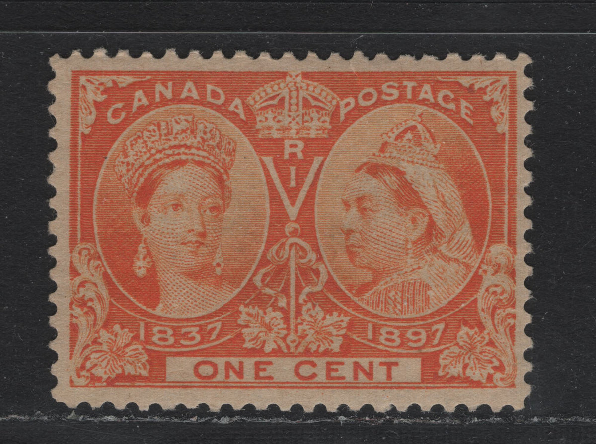 Lot 306 Canada #51i 1c Yellowish Orange , 1897 Diamond Jubilee Issue, A VFOG Single, ABN-U Paper, Perf 11.85x11.9