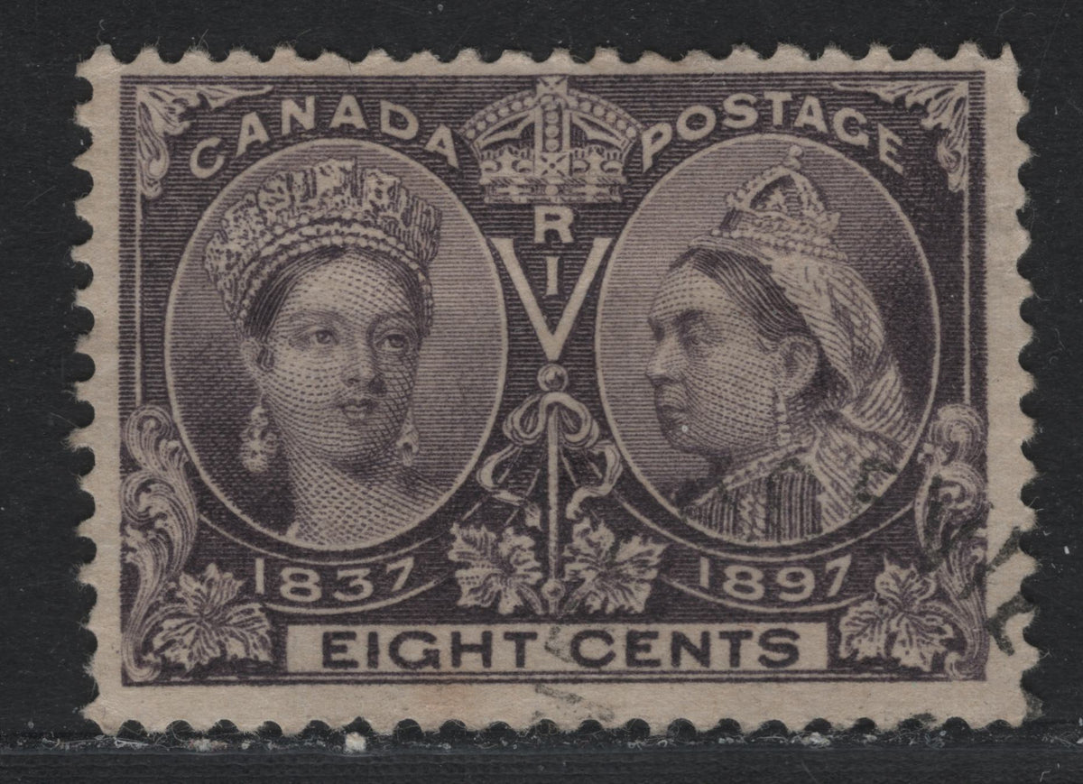 Lot 329B Canada #56 8c Deep Gray Violet , 1897 Diamond Jubilee Issue, A Fine used Single, ABN-V Paper, Perf 12.1x12.2