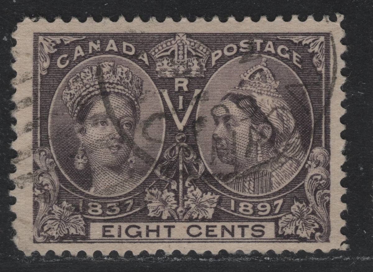 Lot 330 Canada #56 8c Gray Violet , 1897 Diamond Jubilee Issue, A Fine Used Single, ABN-U Paper, Perf 11.9, 1899 Duplex Cancel.