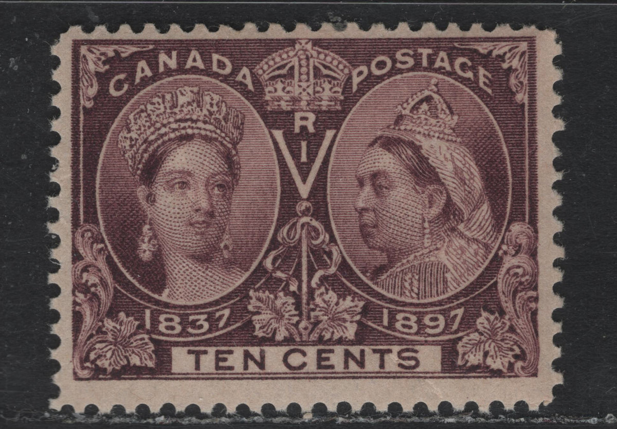 Lot 332 Canada #57 10c Deep brown Purple , 1897 Diamond Jubilee Issue, A FNH Single, ABN-V Paper, Perf 11.9, Diagonal Gum Crease Near Bottom Of Design.