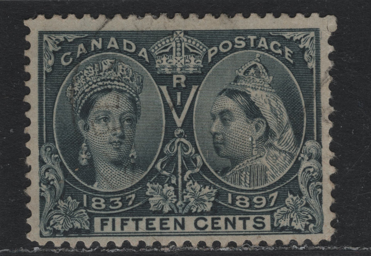 Lot 333 Canada #58 15c Blackish Blue , 1897 Diamond Jubilee Issue, A Very Fine Used Single, ABN-W Paper, Perf 11.9x12, Scarce, As Only 100,000 Were Issued.