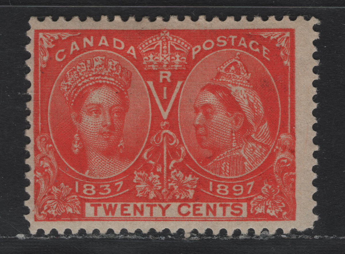 Lot 335 Canada #59i 20c Deep Vermillion , 1897 Diamond Jubilee Issue, A FOG Single, ABN-W Paper, Perf 12x11.9