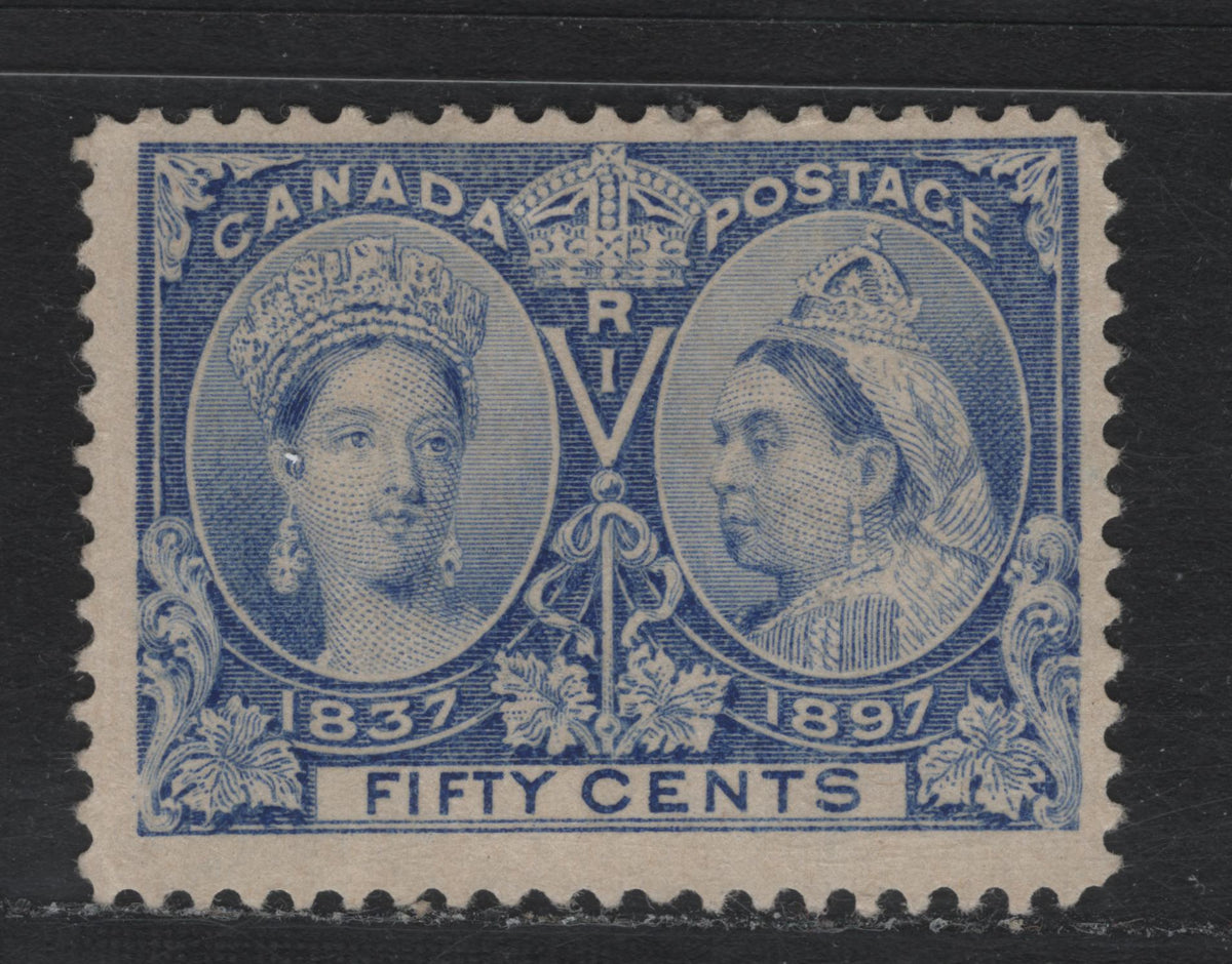 Lot 337 Canada #60 50c Ultramarine , 1897 Diamond Jubilee Issue, A Fine Unused Single, ABN-AAAA Paper, Perf 11.9x12, Only 100,000 Were Issued.