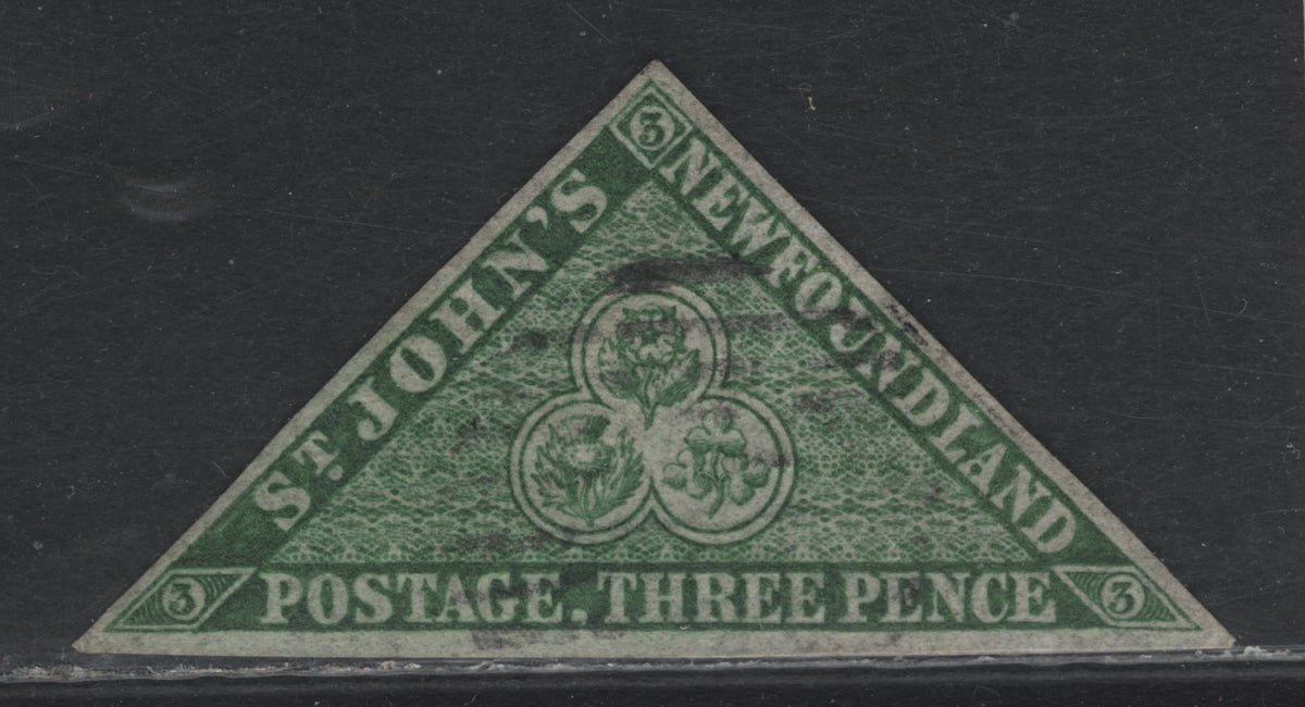Lot 345 Newfoundland #11A 3d Green , 1860 Pence Issue, A Very Fine Used Single, PB-A Paper