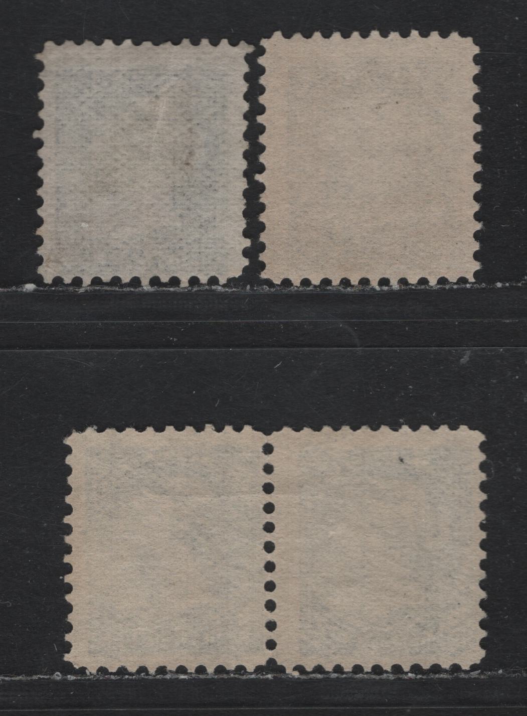 Lot 355 Canada #34, 34i 1/2c Jet Black & Gray Black , 1870-1893 Small Queen Issue, 3 Fine Used Singles & Pair, 2nd Ottawa Printing, Newsprint Paper, All Unchecked As to Specific Types & Perf, Montreal & Ottawa Printings Of Gray Black Shades.