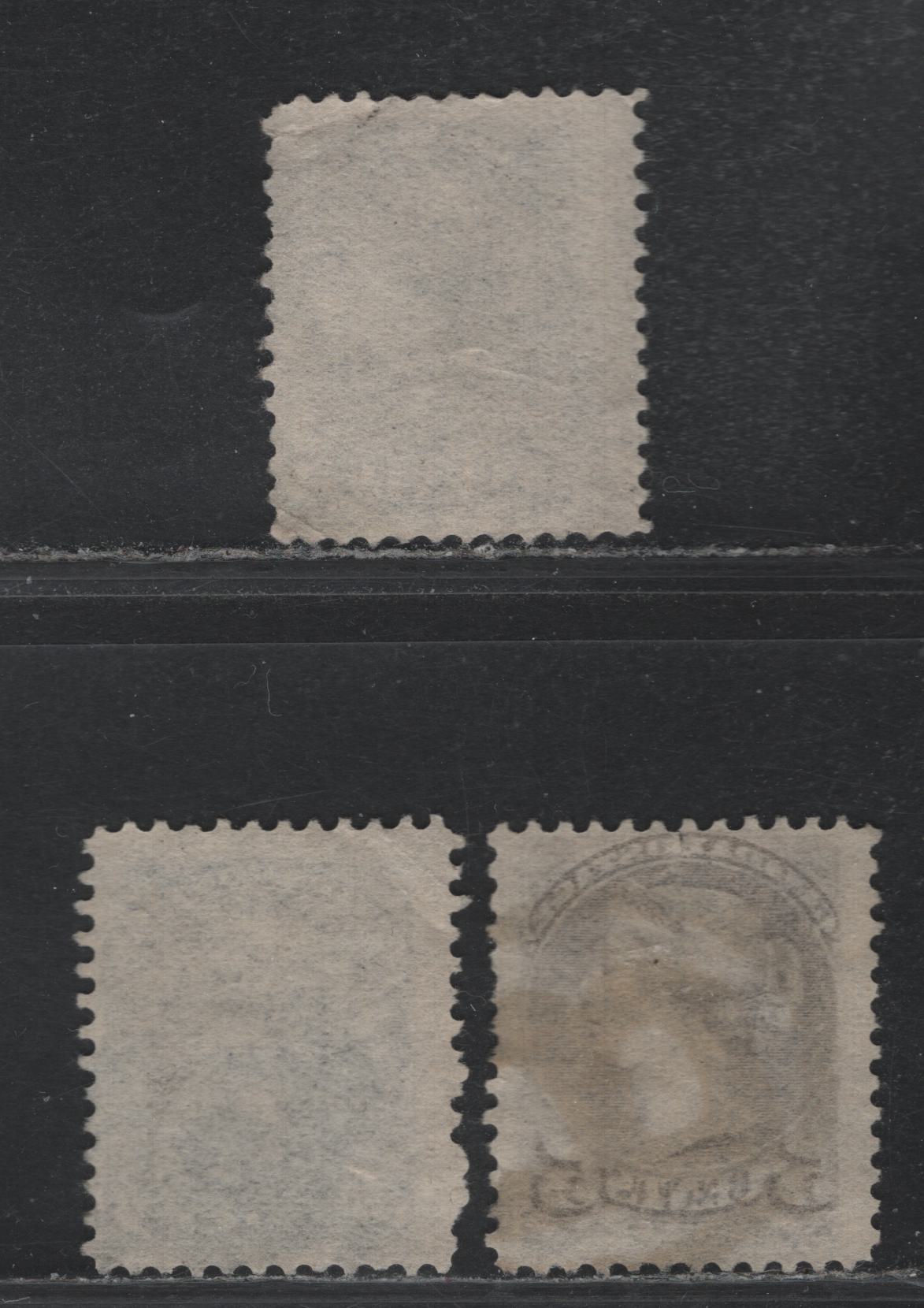 Lot 356 Canada #42 5c Deep Gray , 1888-1897 Small Queen Issue, 3 Very Good/Fine Used Singles, 2nd Ottawa Printings, 2O-C, 2O-L & 2O-N Papers, The Stamp With The Target Cancel Has A Light Corner Crease.