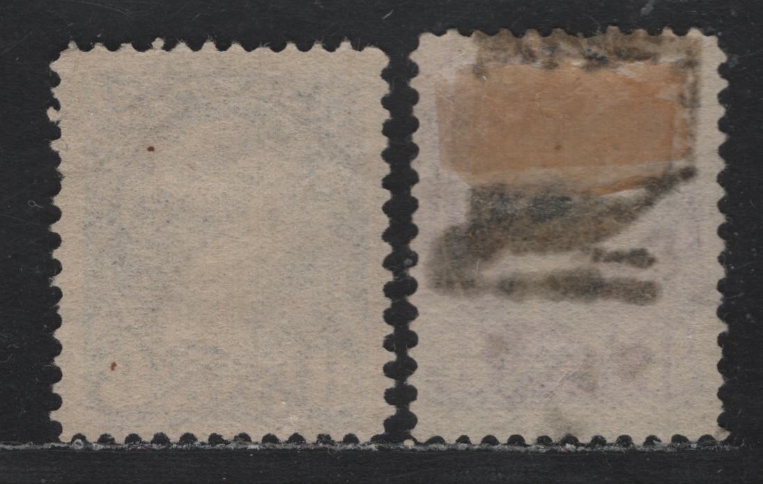 Lot 360 Canada #44b 8c Slate - Deep Slate , 1888-1897 Small Queen Issue, 2 Fine Used Singles, 2nd Ottawa Printings, 2O-R & 2O-T Papers, Unchecked As To Perfs.