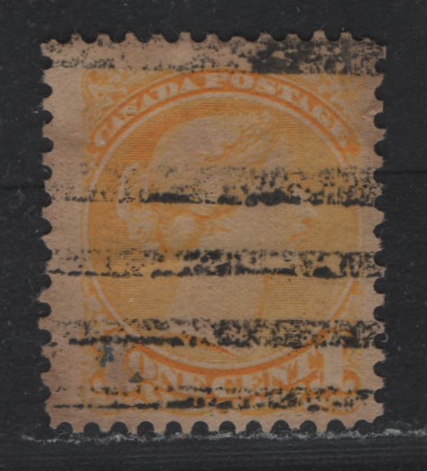Lot 366 Canada #35i 1c Pale Yellow , 1870-1893 Small Queen Issue, A Fine Used Single, 2nd Ottawa Printing, precancel Style D, Unchecked As To Specific Paper Type & Perf.