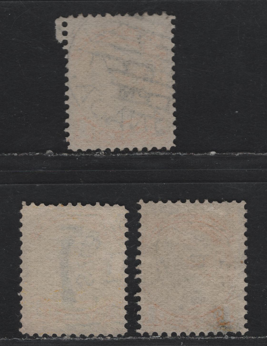 Lot 371 Canada #35 1c Yellow , 1870-1893 Small Queen Issue, 3 Very Good/Fine Used Singles, 2nd Ottawa Printings, Thinner, Translucent Papers, Unchecked As To Specific Type & Perf.