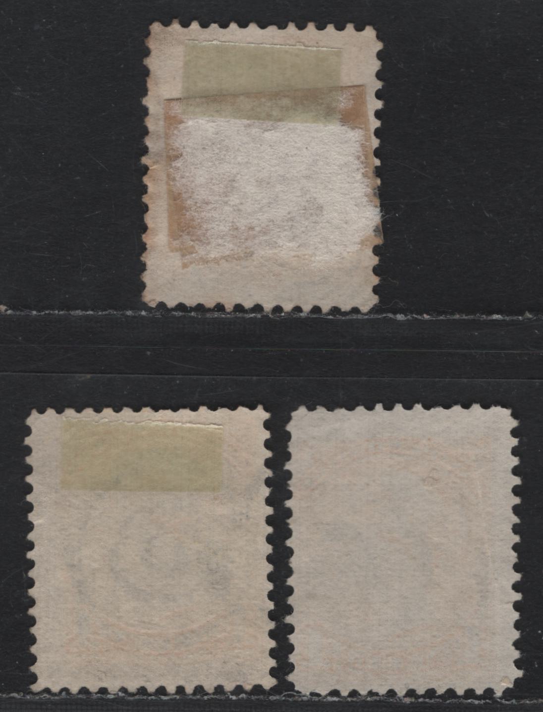 Lot 372 Canada #35i 1c Pale Yellow , 1870-1893 Small Queen Issue, 3 Very Good/Fine Used Singles, Montreal Printings, 7-Ring & 3-Ring Target Cancels & 3 Ring Bullseye Cancels, 7-Ring Cancel Has A Horizontal Crease.