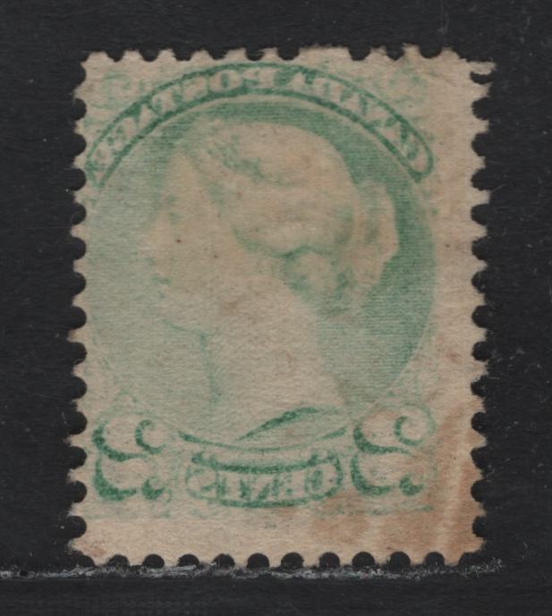 Lot 379 Canada (C)#36i 2c Green , 1870-1893 Small Queen Issue, A Fine Used Single, 2nd Ottawa Printing, Soft Porous Vertical Wove Paper, Unchecked As to Specific Perf, Showing Full Design Offset On The Back.