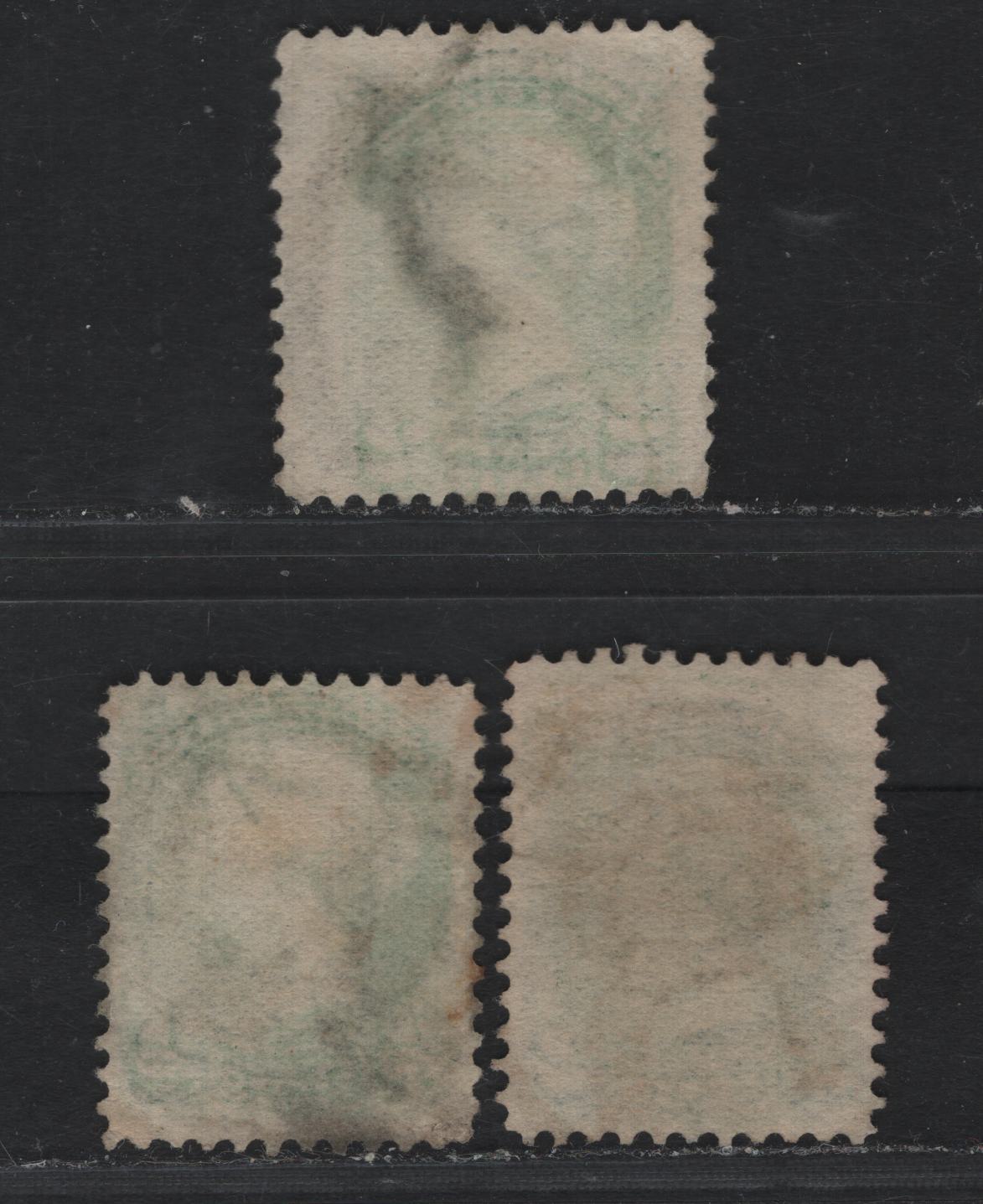 Lot 390 Canada (C)#36i 2c Green & Grass Green , 1870-1893 Small Queen Issue, 3 Fine Used Singles, 2nd Ottawa Printings, Unchecked As To Specific Perfs & Papers, All With Different Style R Registered Cancels.
