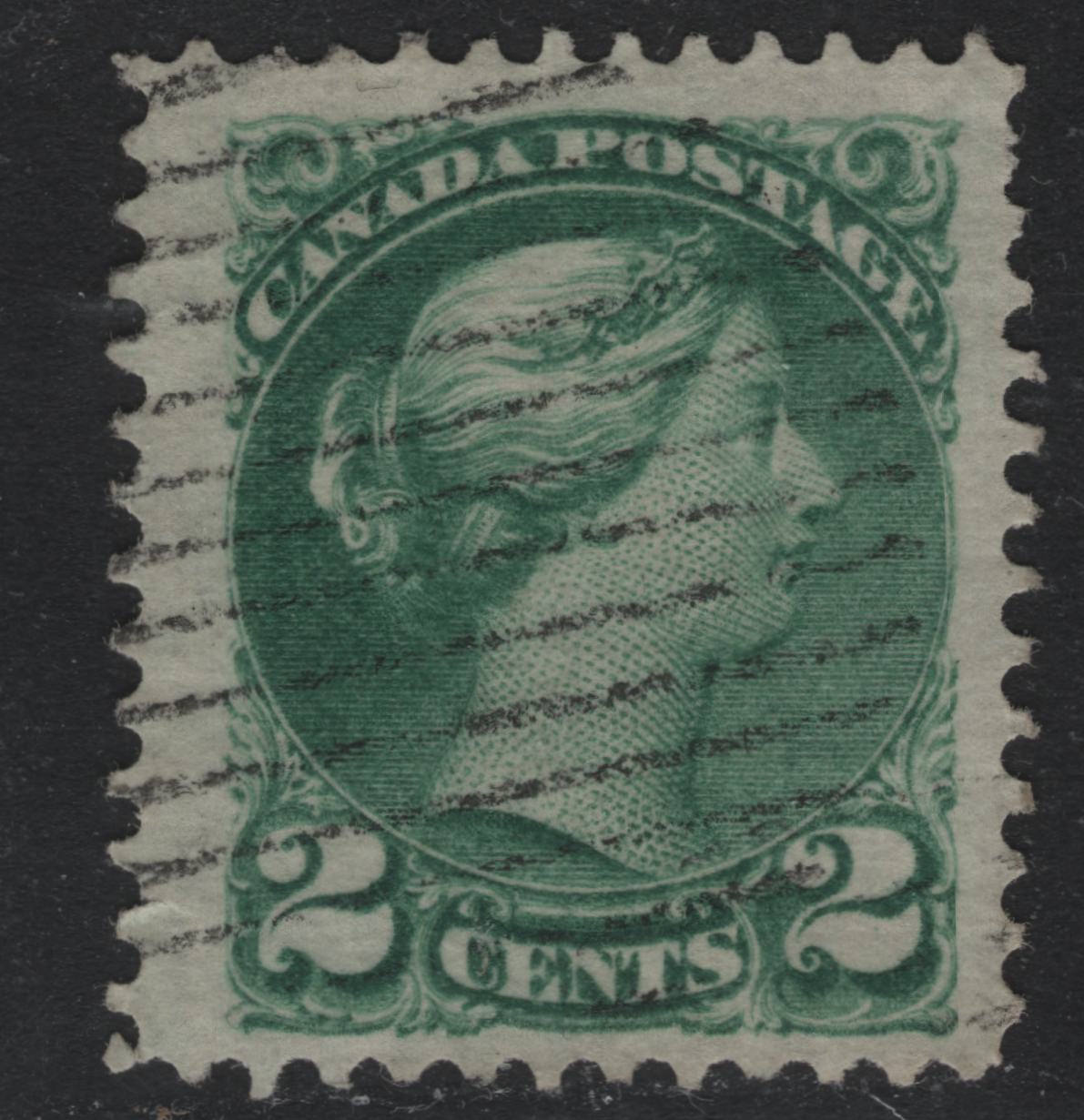 Lot 393 Canada #36d, 36ii 2c Blue Green , 1870-1893 Small Queen Issue, A Fine Used Single, Montreal Printing, Paper MM-B, Perf12.