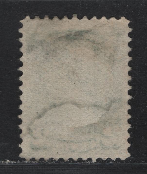 Lot 405 Canada #36i 2c Grass Green , 1870-1893 Small Queen Issue, A Fine Used Single, 2nd Ottawa Printing, Readable Strike of Oval Parcel Cancel For Hamilton, Showing oversized 1 for January In The Month, Which Is An Unusual Variation.