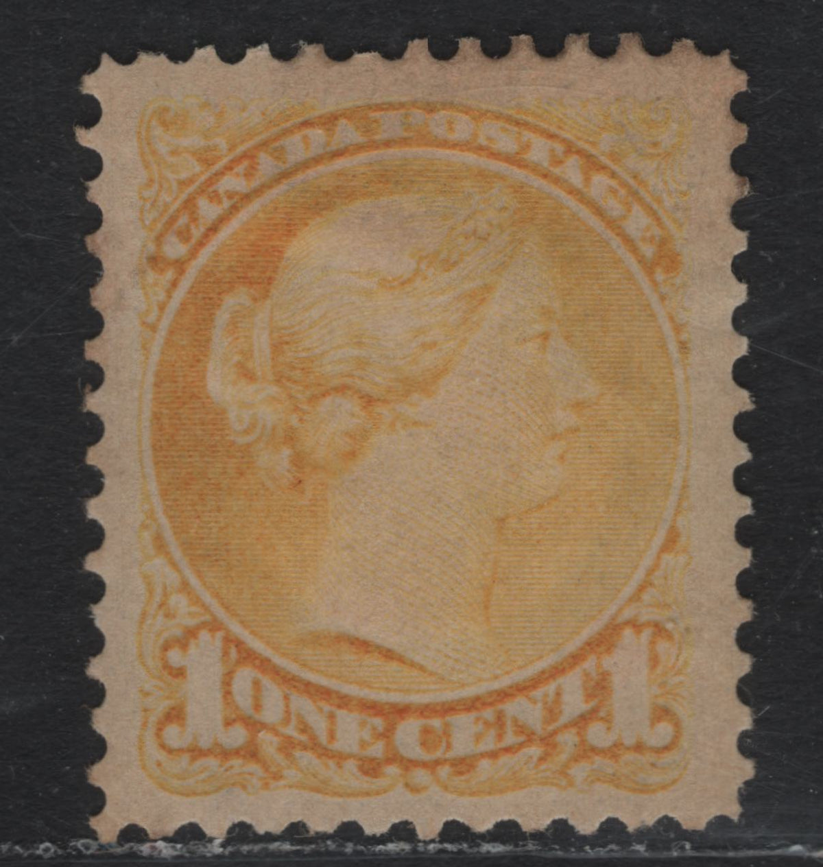 Lot 412 Canada #35i 1c Dull Yellow , 1870-1893 Small Queen Issue, A VFOG Single, Late Montreal Printing, Perf 12x12.1, Vertical Wove paper & Deep Cream Gum, Unchecked As To Specific Type.