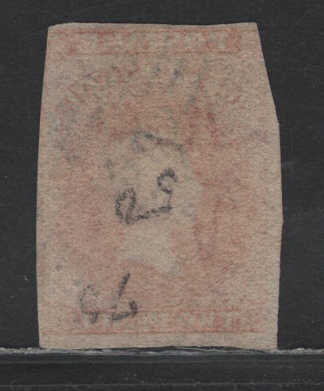 Lot 105 Australia - South Australia SG#9 2d Red , 1856-1858 Local Printing Humphrey's Head Issue, A Very Good Used Single, Clear Margins At Top & Bottom, Nearly Complete At left, Just Into Design At UL & UR, #89 Diamond Grid Cancel For Templers.
