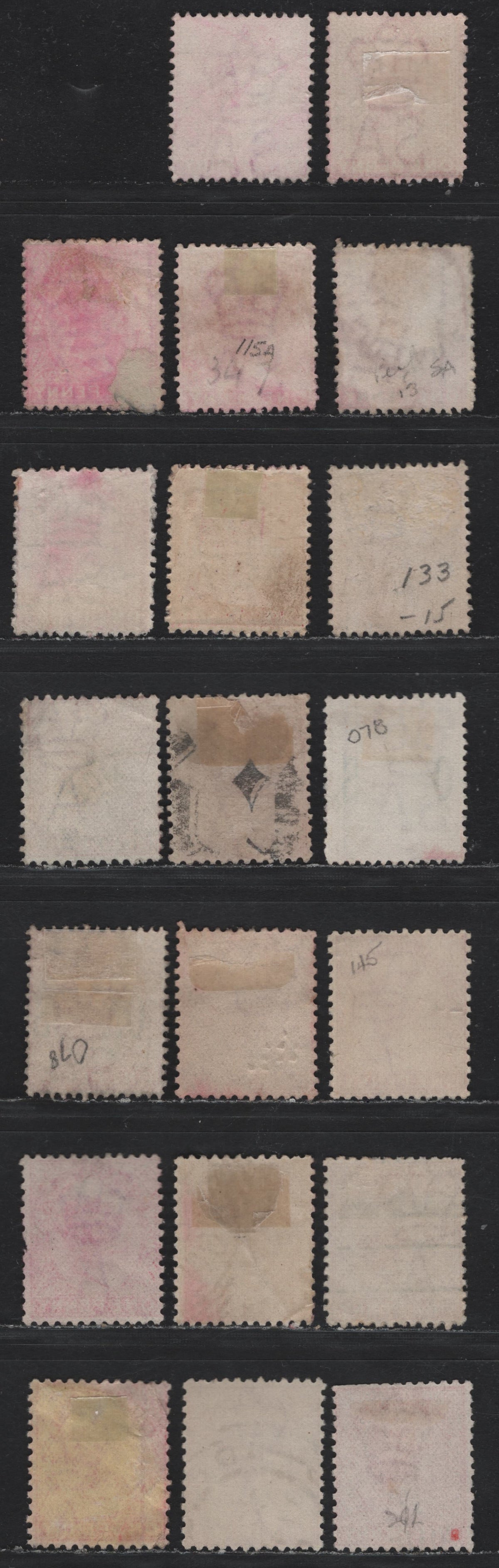 Lot 144 Australia - South Australia SG#176-b, 179,a, O81, 294,a 1d Rosine - Deep Red , 1876-1904 Queen Victoria Surface Printed Sideface Issue, 20 Fine/Very Fine Used Singles, Crown Over SA Wmk Perfs 13 & 12x11.2, Crown Over A perf 12x11.5
