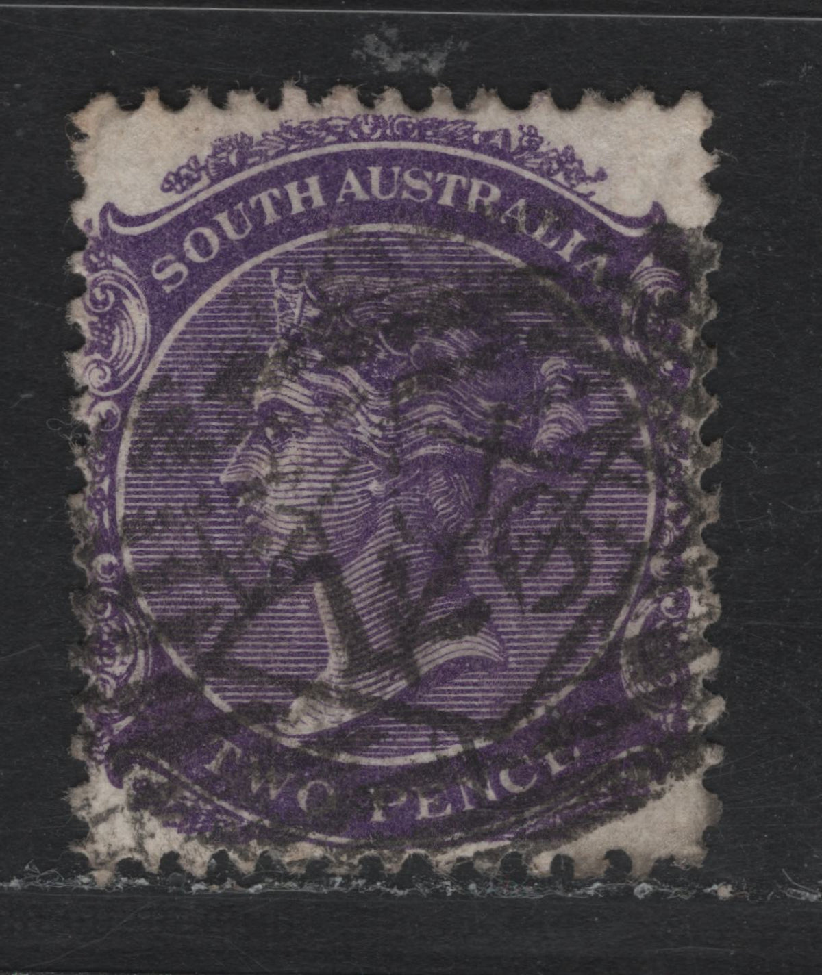 Lot 146 Australia - South Australia SG#178 2d Bright Violet , 1876-1904 Queen Victoria Surface Printed Sideface Issue, A Very Fine Used Single, Perf 13, SON #126 Diamond Lattice Grid Cancel From Saddleworth