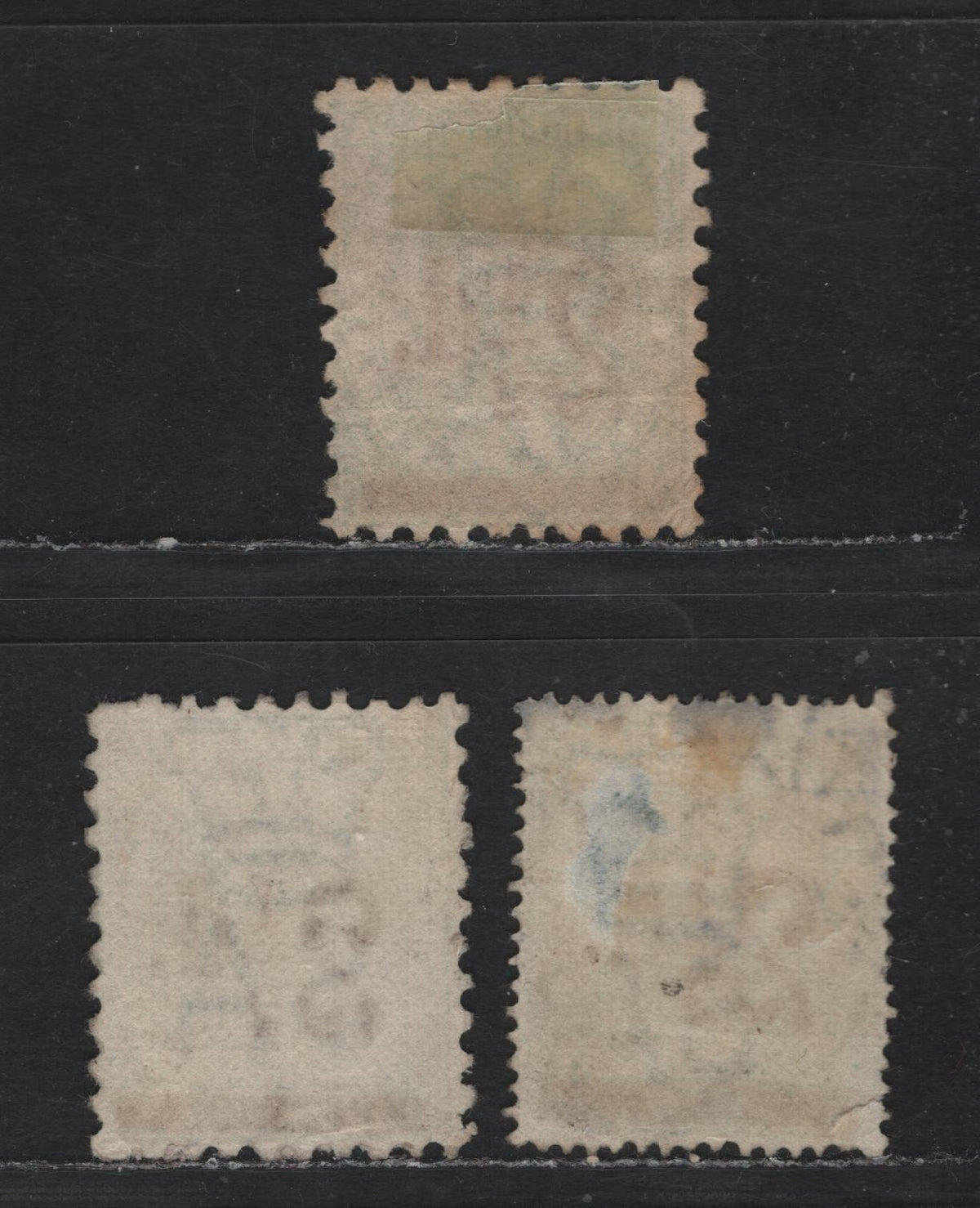 Lot 156 Australia - South Australia SG#229,a, 233 2.5d on 4d Green - Deep Green , 1891-1893 Surcharged issue, 3 Fine/Very Fine Used Singles, Perfs 10 & 15