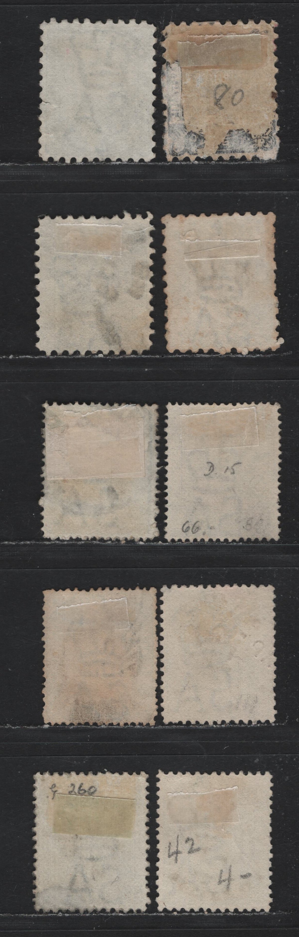 Lot 164 Australia - South Australia SG#185-a, O50, O62, 190, O67, 194-a, O85 6d Pale Blue - Blue , 1883-1899 Queen Victoria Sideface Issues,  Fine/Very Fine Used Singles, Perfs 10, 13 & 15, Normal & Overprinted OS