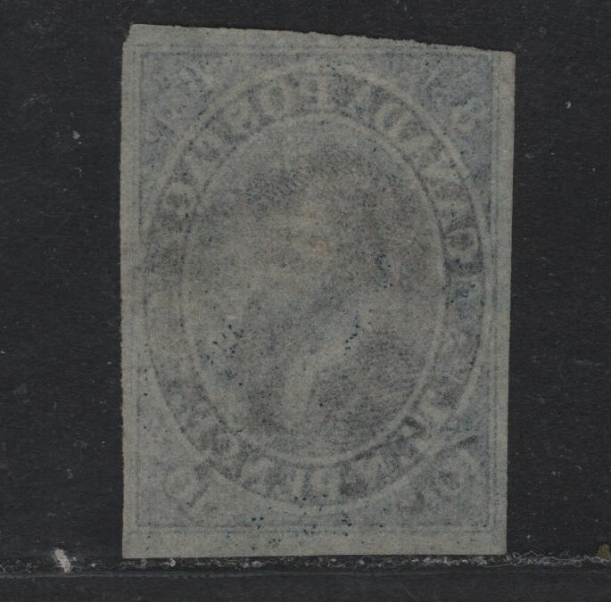 Lot 177 Canada #7 10d Blue , 1852-1857 Pence Issue, A Fine Used Single, Thin, Crisp Transparent Wove Paper (Pence-C), Clear Margins On 4 Sides to Just Barely Touching Outer Frameline At UL, Very Light 4 Ring Cancel, 2016 PSE Cert.