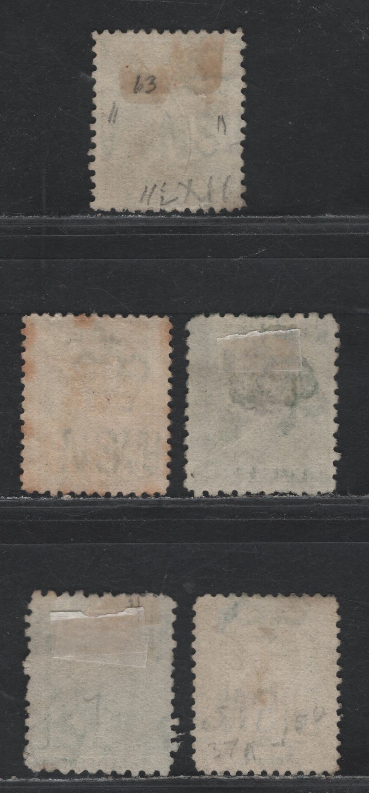 Lot 324 Australia - NSW SG#228, 226e-f, 327, O25 3d Yellow Green - Bluish Green , 1882-1897 Diadem Issue, 5 Very Good/Fine/Very Fine Used Singles, Both Types Of Large Crown Over NSW Wmks (2mm & 1mm Gap Between Crown & NSW), Perfs 10, 12, 11x12 & 11