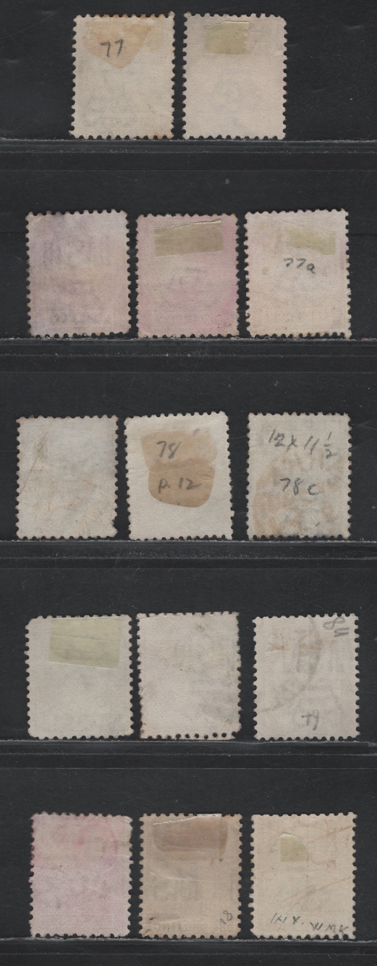 Lot 349 Australia - NSW SG#253,b,d, 254,e,ea,d 1d - 1/- Lilac - Purple Brown , 1888-1890 Centenary Issue, 14 Fine/Very Fine Used Singles, Inverted Crown & NSW Watermarks, Perfs 11x12, 12x11.5 & 12