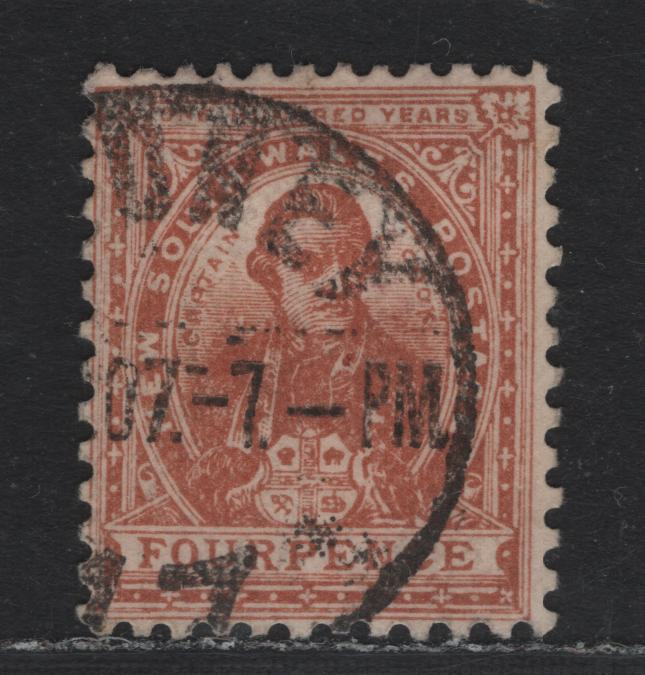 Lot 364 Australia - NSW SG#357 4d Orange Brown , 1907-1912 Centenary & Arms Definitives, A Very Fine Used Single, Scarce Last Printing Of This Value From 1907, Chalky Paper, Crown Over Double Lined A Wmk, 1907 Sydney Cancel.