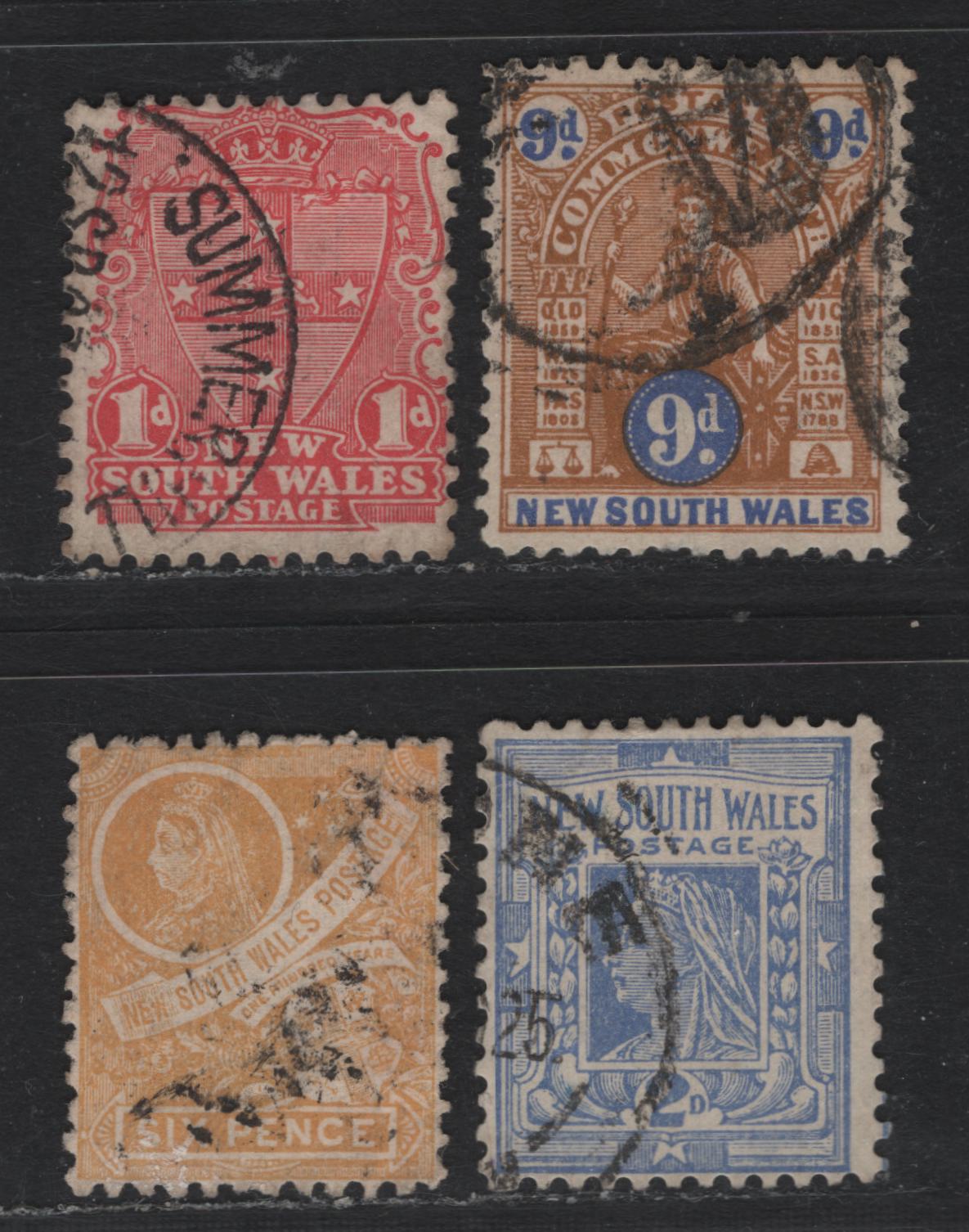 Lot 365 Australia - NSW SG#352, 354-355, 358 9d - 6d Yellow Brown & Ultramarine - Orange Buff , 1907-1912 Centenary & Arms Definitives, 5 Fine Used Singles, Last Printings of These Stamps, Crown Over Double Lined A Wmks