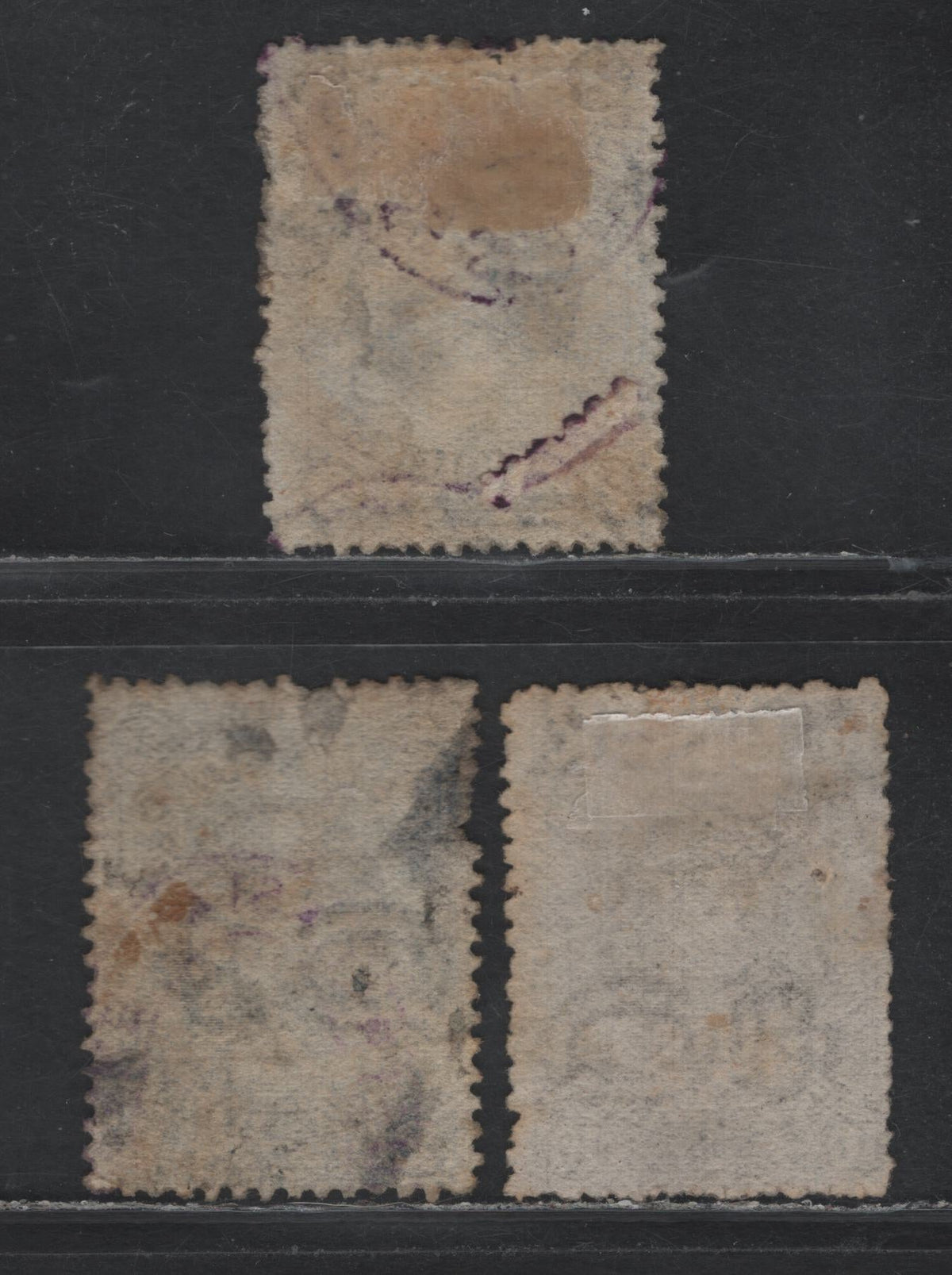 Lot 392 Australia - Queensland SG#132, 155 2/- - 10/- Bright & Dull Blue - Brown , 1879-1881 First Sideface Issue, 2 Very Good/Fine Used Singles, Thin Paper, 2 Pointed Crown Over Q Wmk, Dull Blue Has A Major Re-Entry, Most Of The Design Is Doubled.